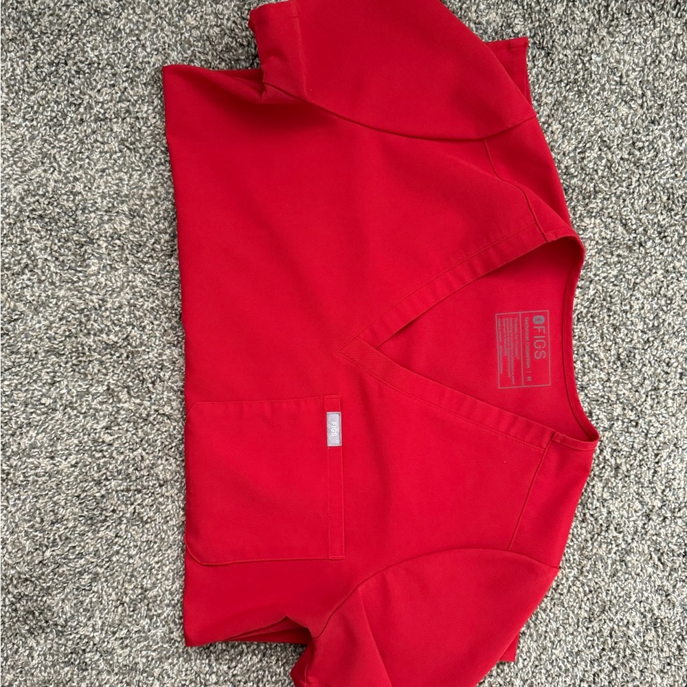 Figs Vivid Red Scrub Top